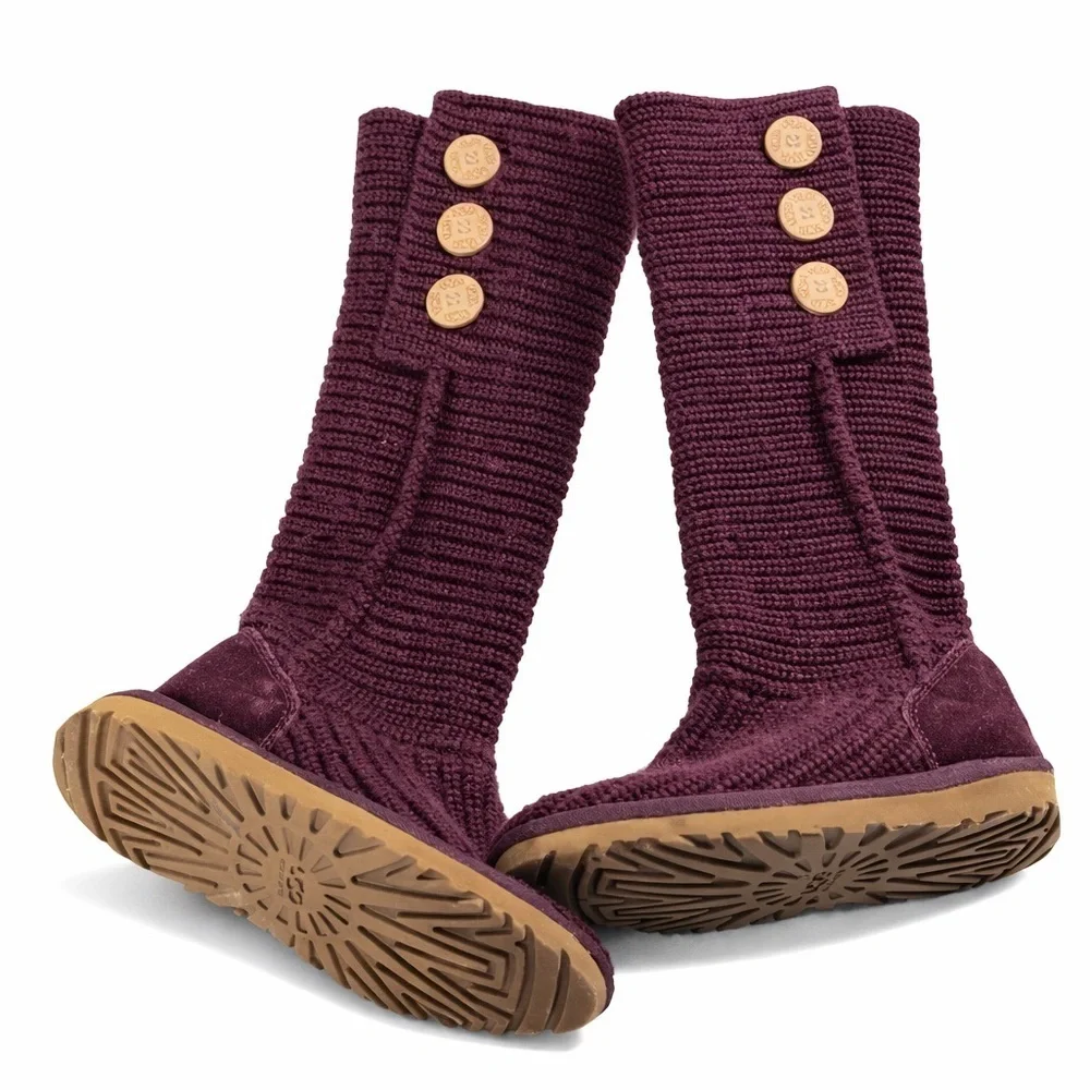 UGG Cardy Burgundy Knit Tall Winter Boots Women’s Size 6 Cozy Sweater Boots